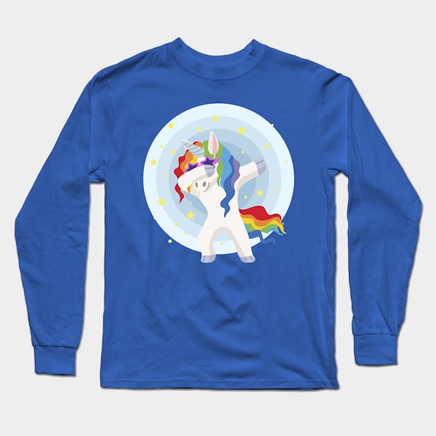 Colorful Dabbing Unicorn Long Sleeve T-Shirt by TomCage